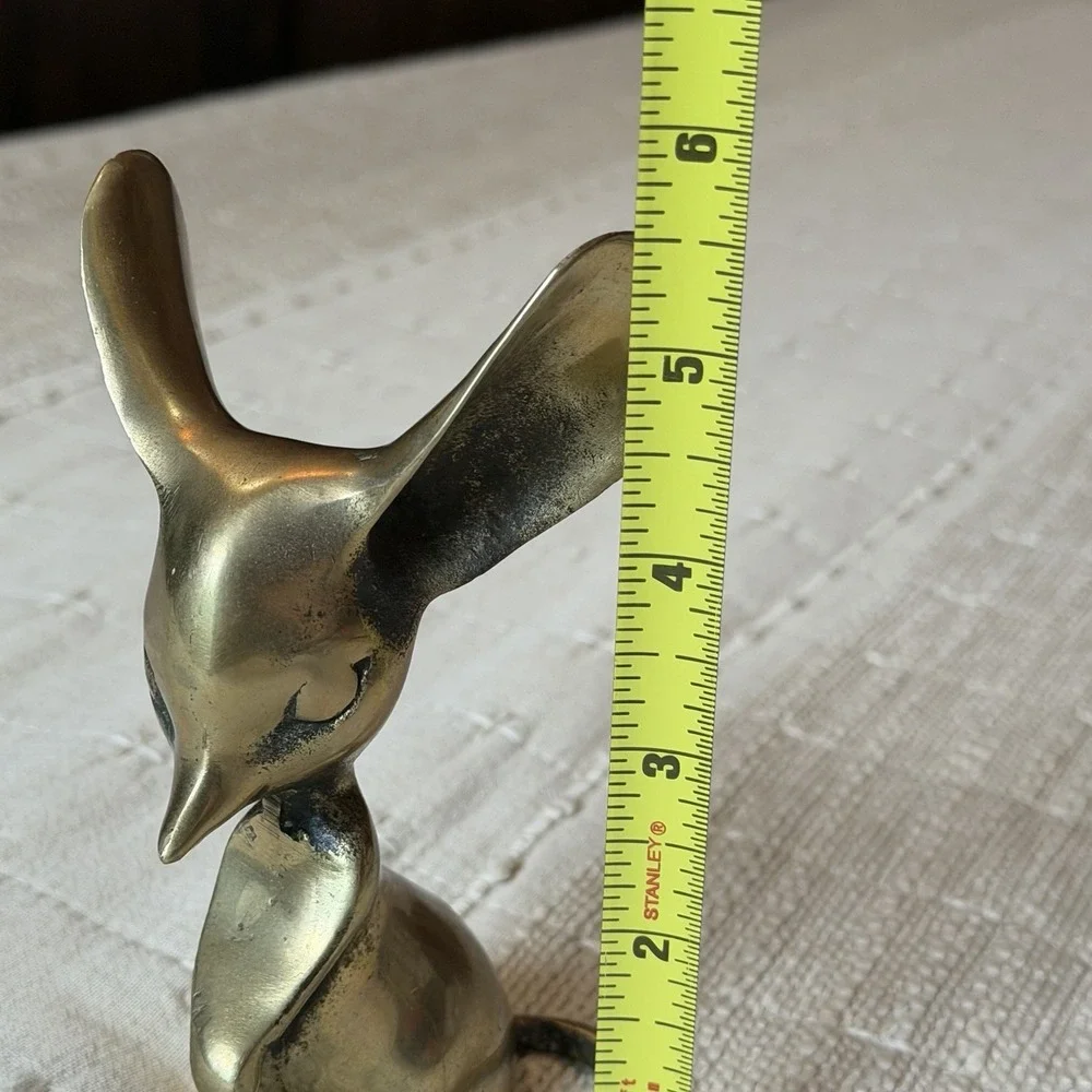 Vintage MCM long ear brass mouse, 5 1/2